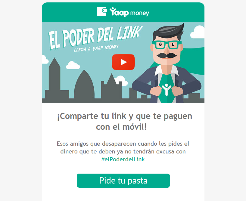 Captura de la newsletter de el poder del link para Yaap money