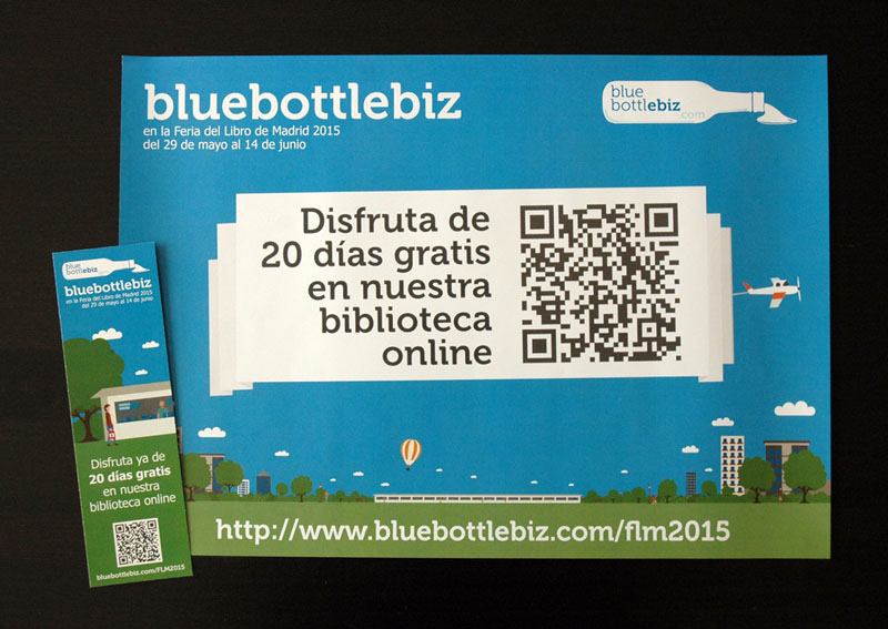 Cartel y marcapáginas de la campaña flm2015 realizada para bluebottlebiz